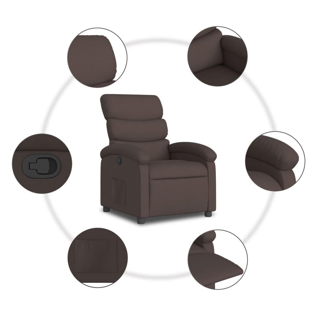 Fauteuil de relaxation tissu marron foncé