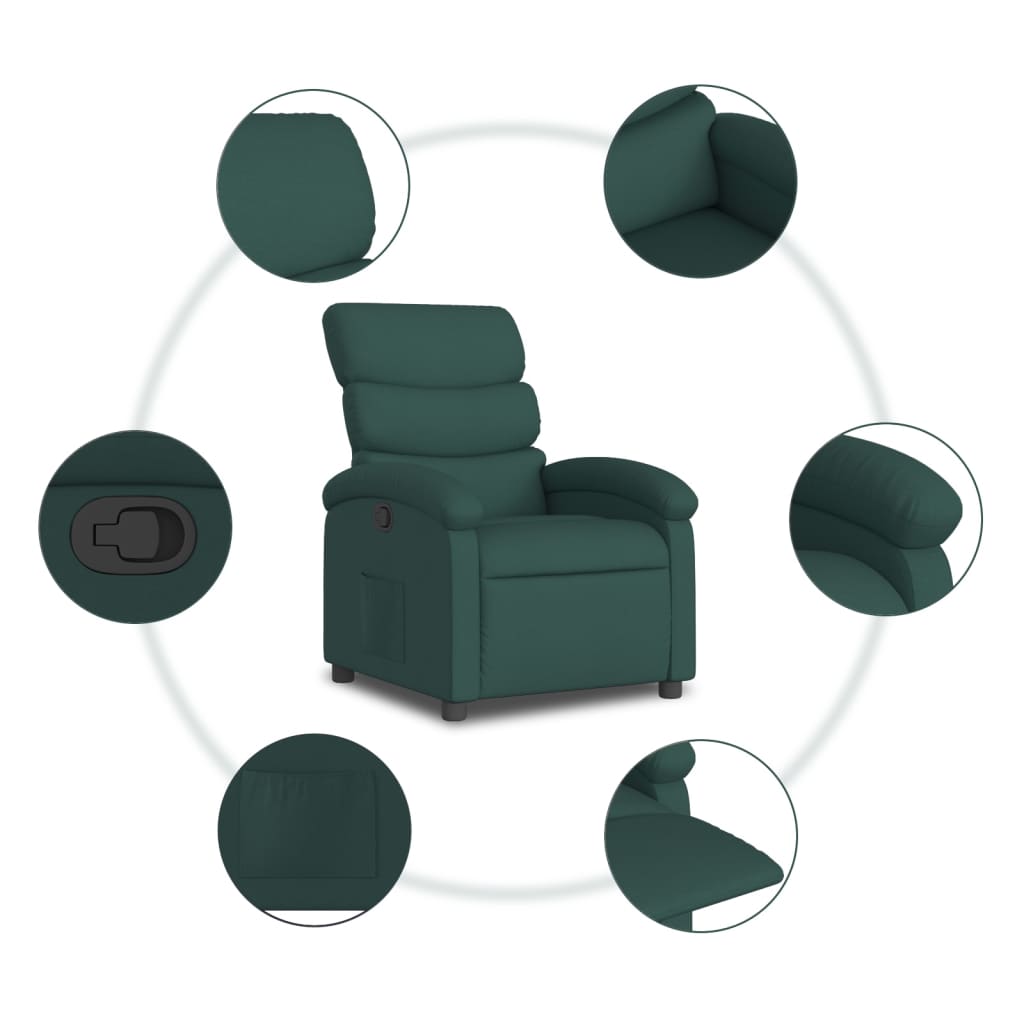 Fauteuil de relaxation tissu vert foncé