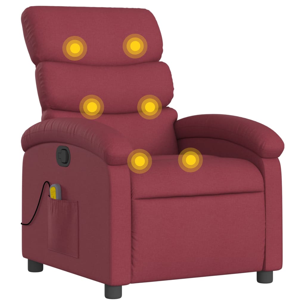 Fauteuil de massage tissu rouge vin