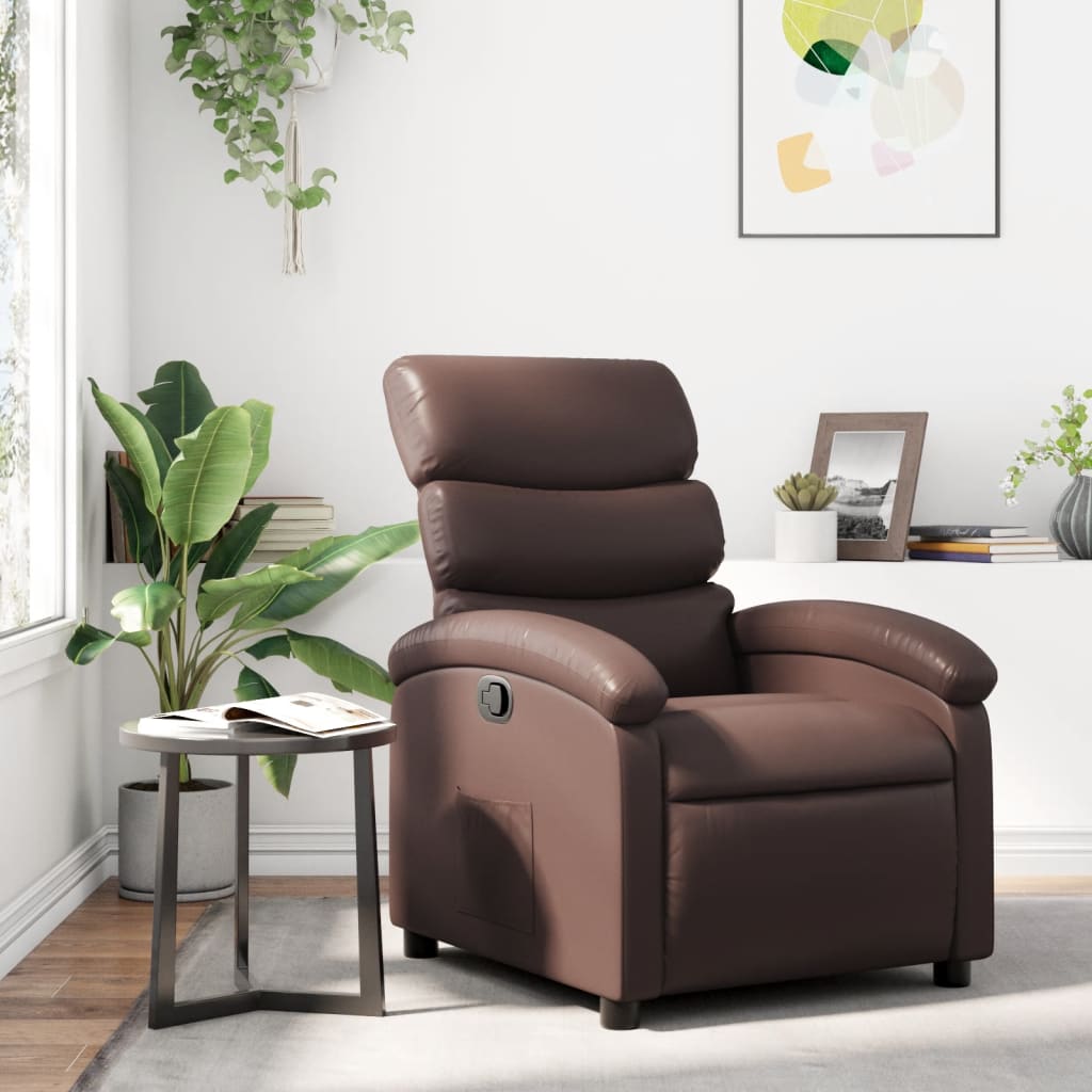 Fauteuil de relaxation simili cuir marron