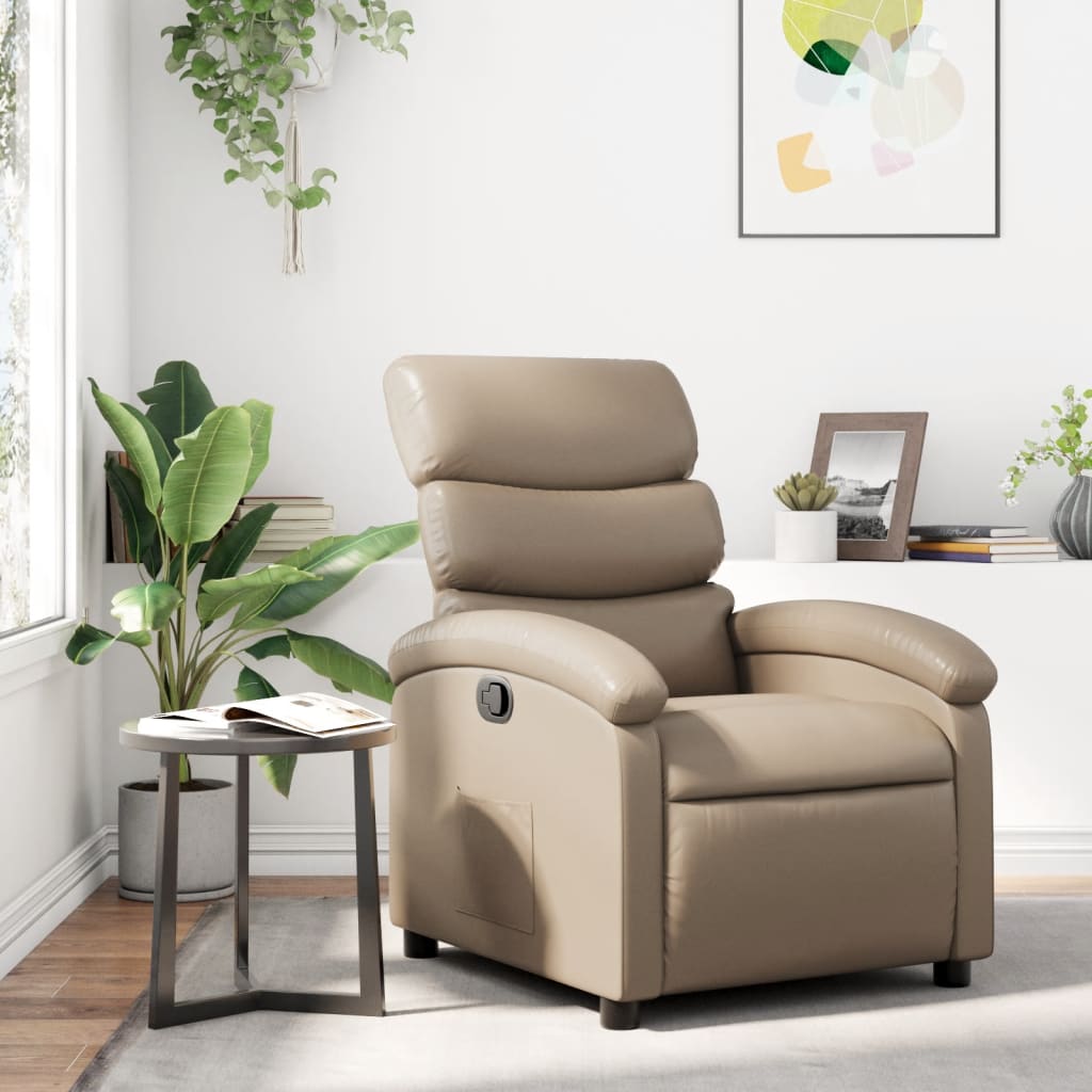 Fauteuil de relaxation simili cuir marron cappuccino