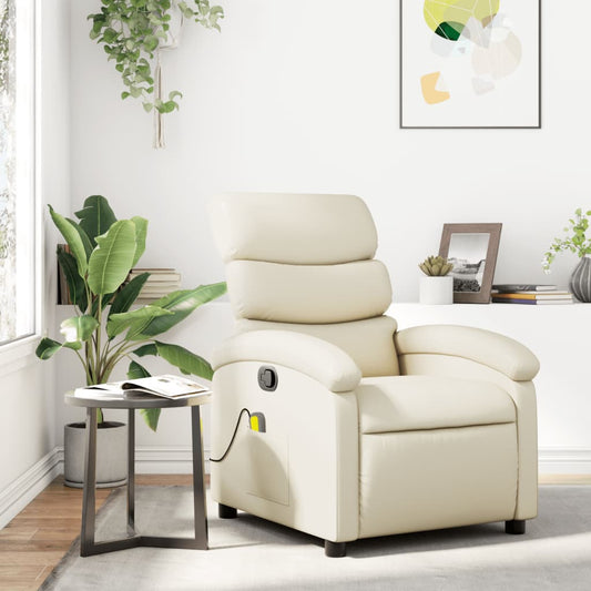 Fauteuil de massage simili cuir crème