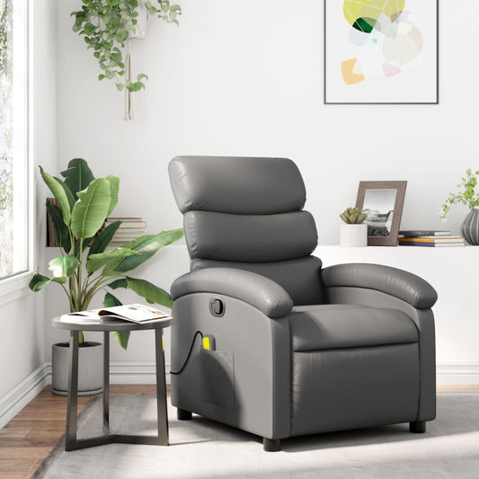 Fauteuil de massage simili cuir gris