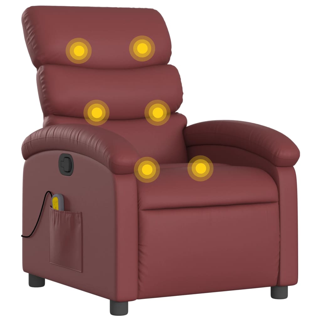 Fauteuil de massage simili cuir rouge vin