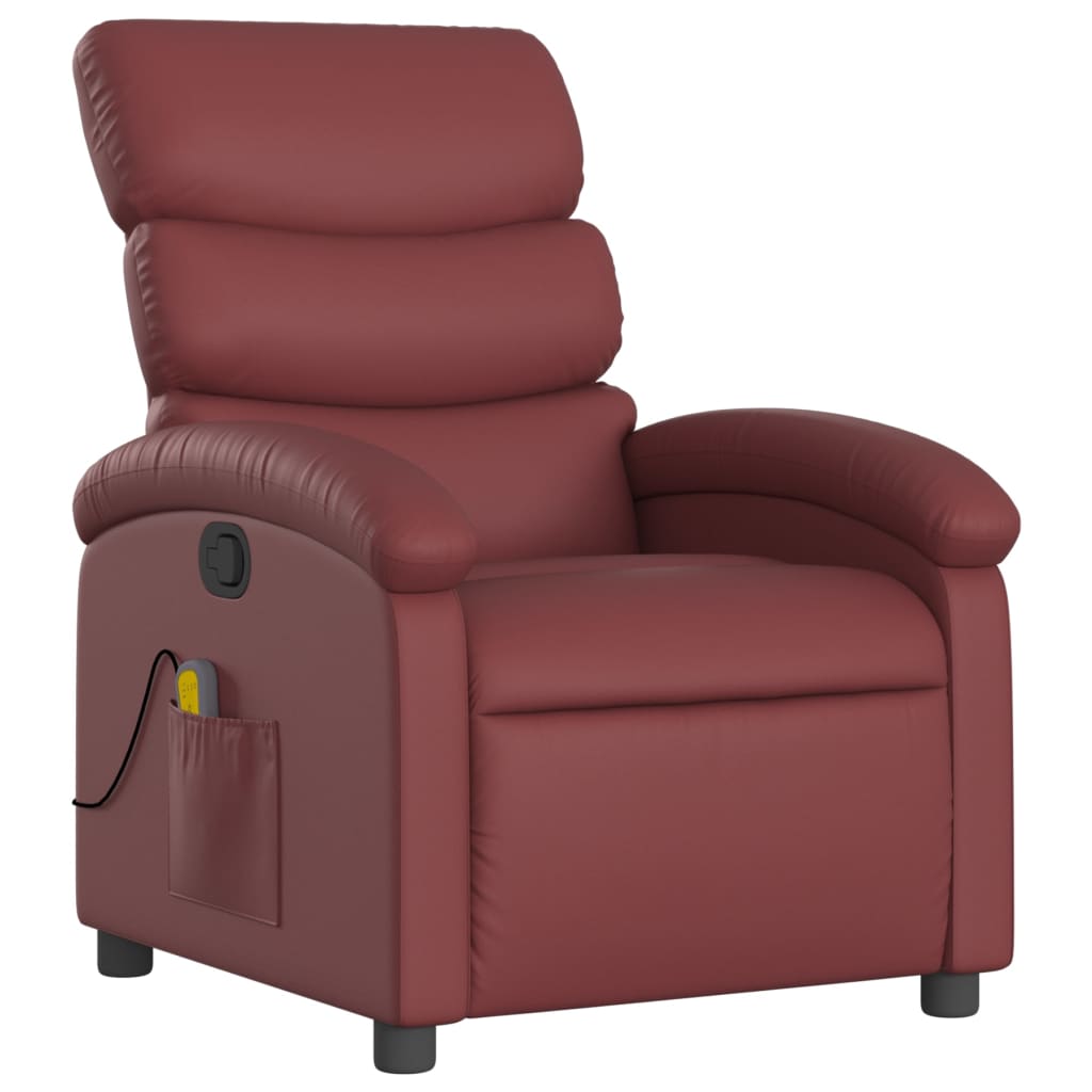 Fauteuil de massage simili cuir rouge vin