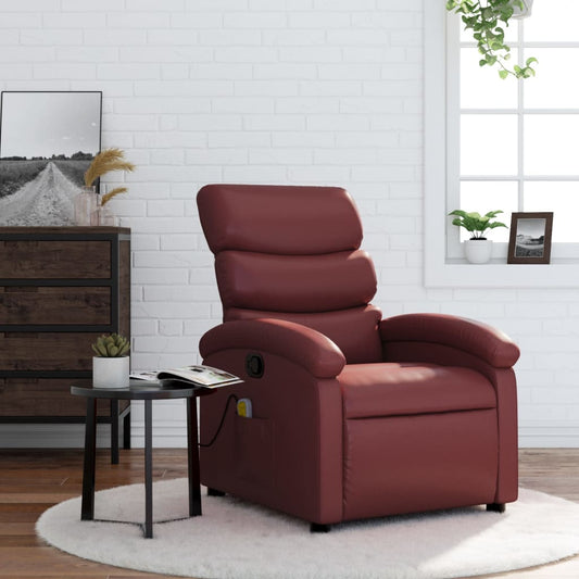 Fauteuil de massage simili cuir rouge vin