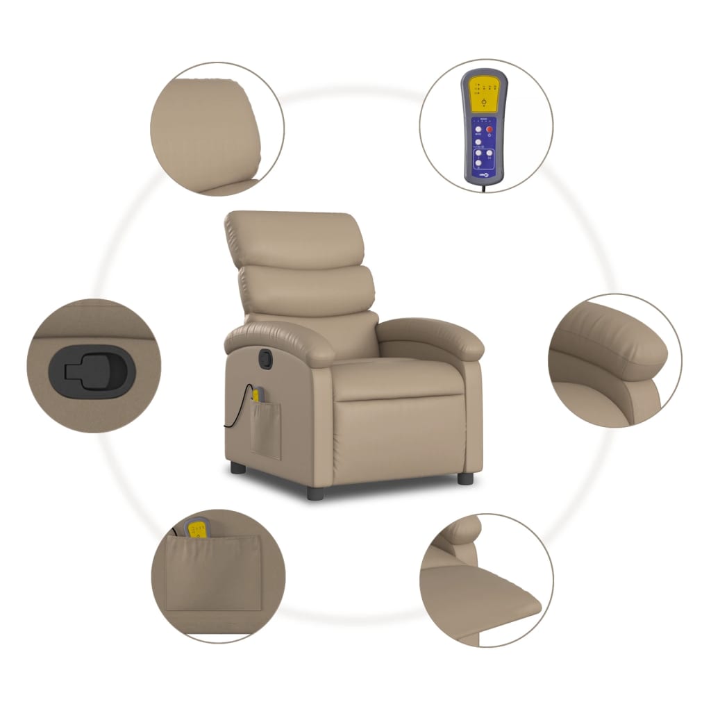 Fauteuil de massage simili cuir marron cappuccino