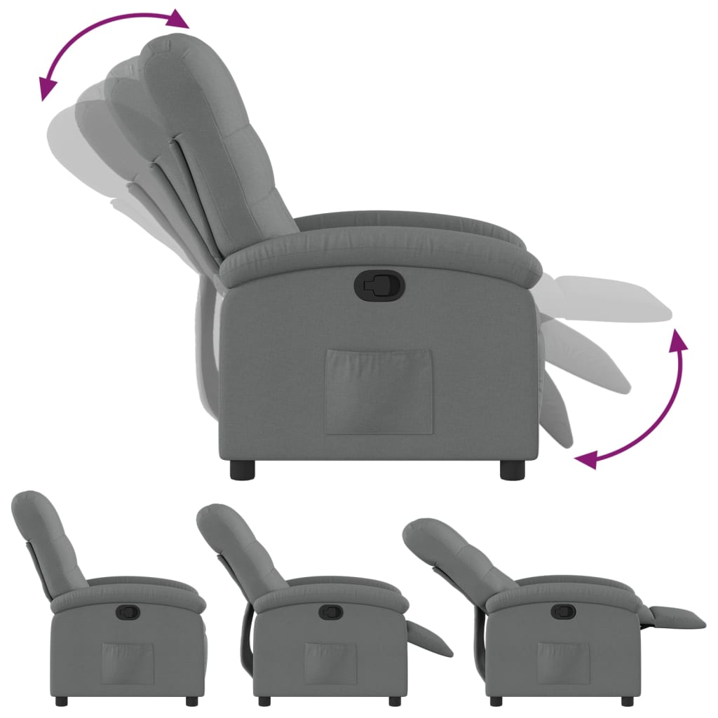 Fauteuil de relaxation tissu gris foncé