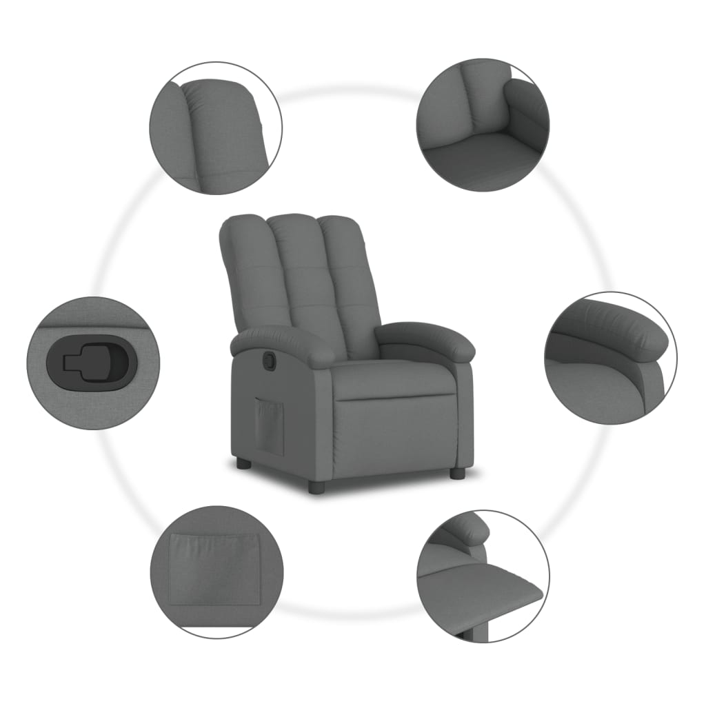 Fauteuil de relaxation tissu gris foncé