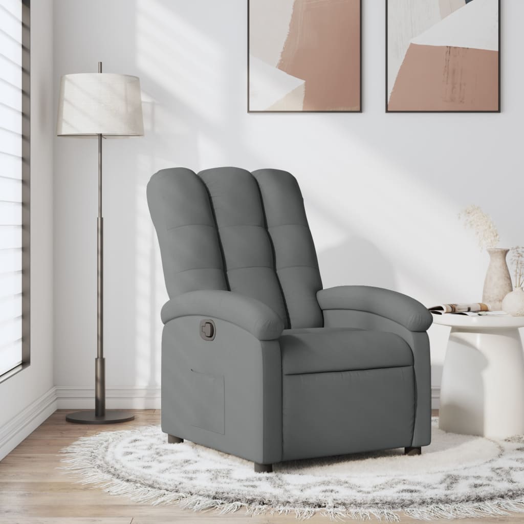 Fauteuil de relaxation tissu gris foncé