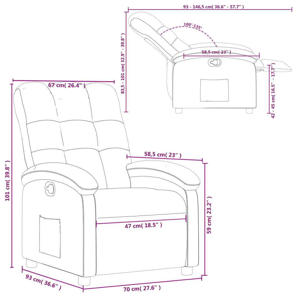 Fauteuil de relaxation tissu noir