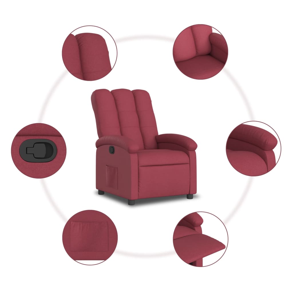 Fauteuil de relaxation tissu rouge vin