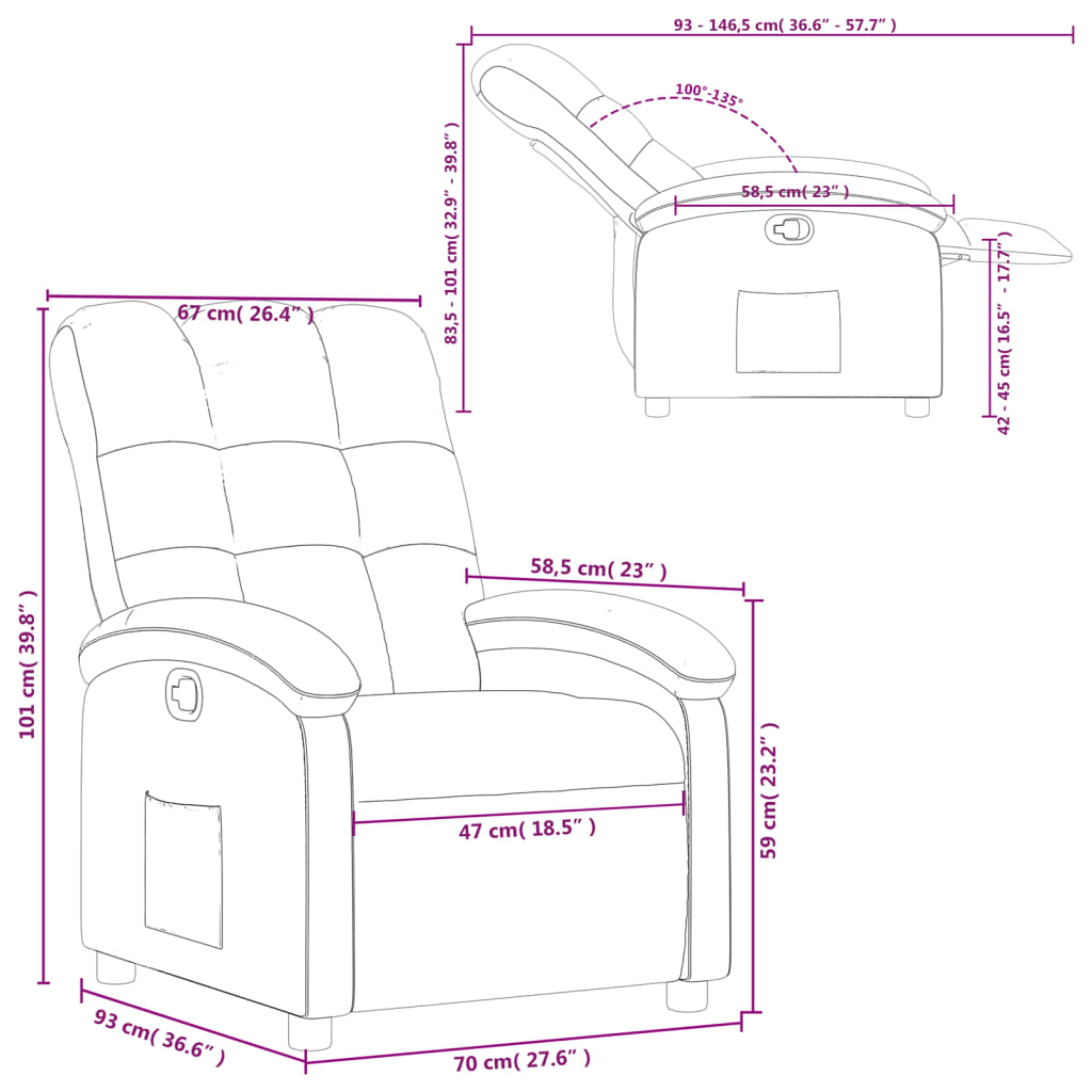 Fauteuil de relaxation tissu marron foncé