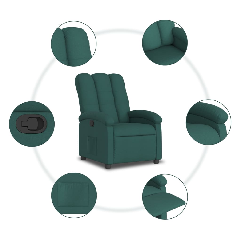 Fauteuil de relaxation tissu vert foncé