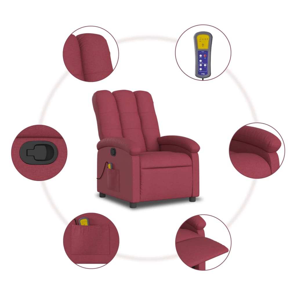 Fauteuil de massage tissu rouge vin