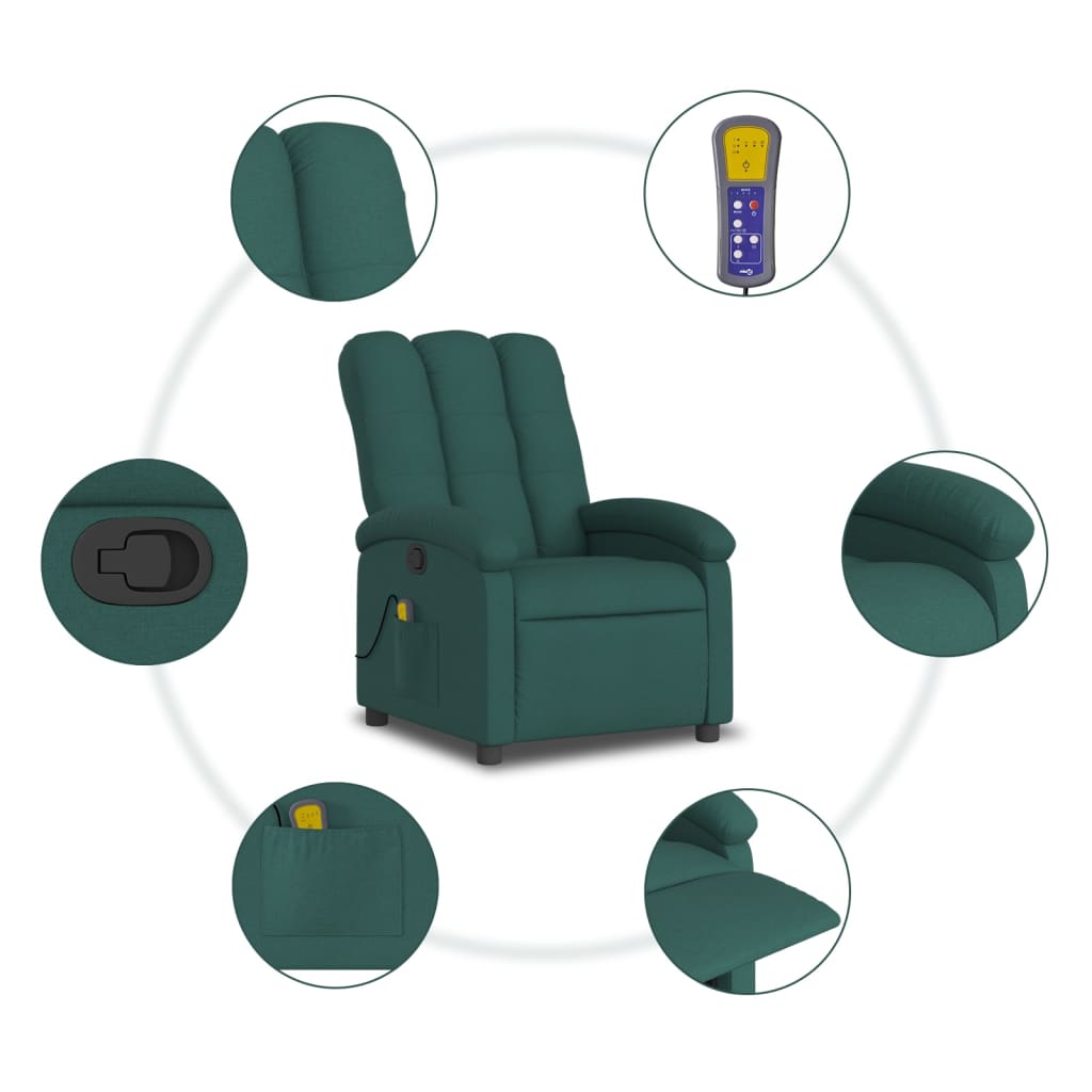 Fauteuil de massage tissu vert foncé