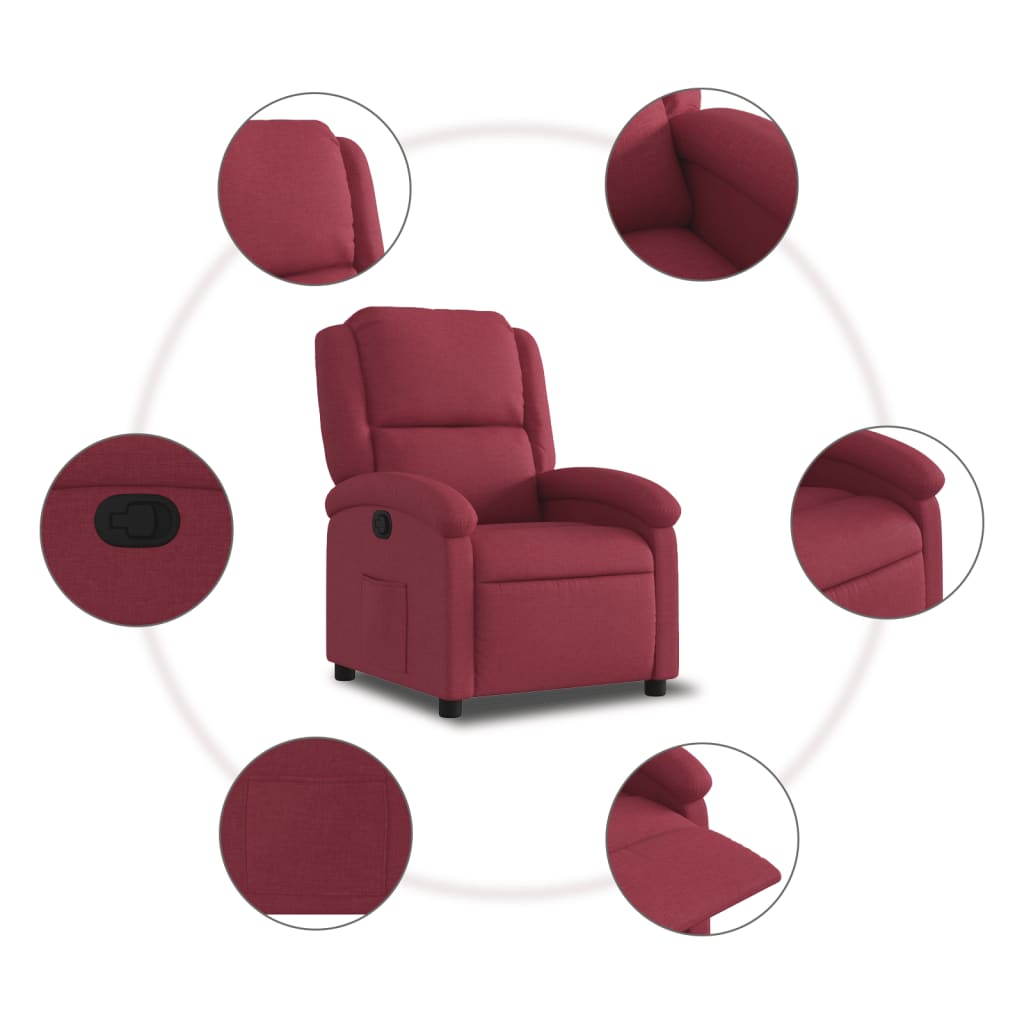 Fauteuil de relaxation tissu rouge vin