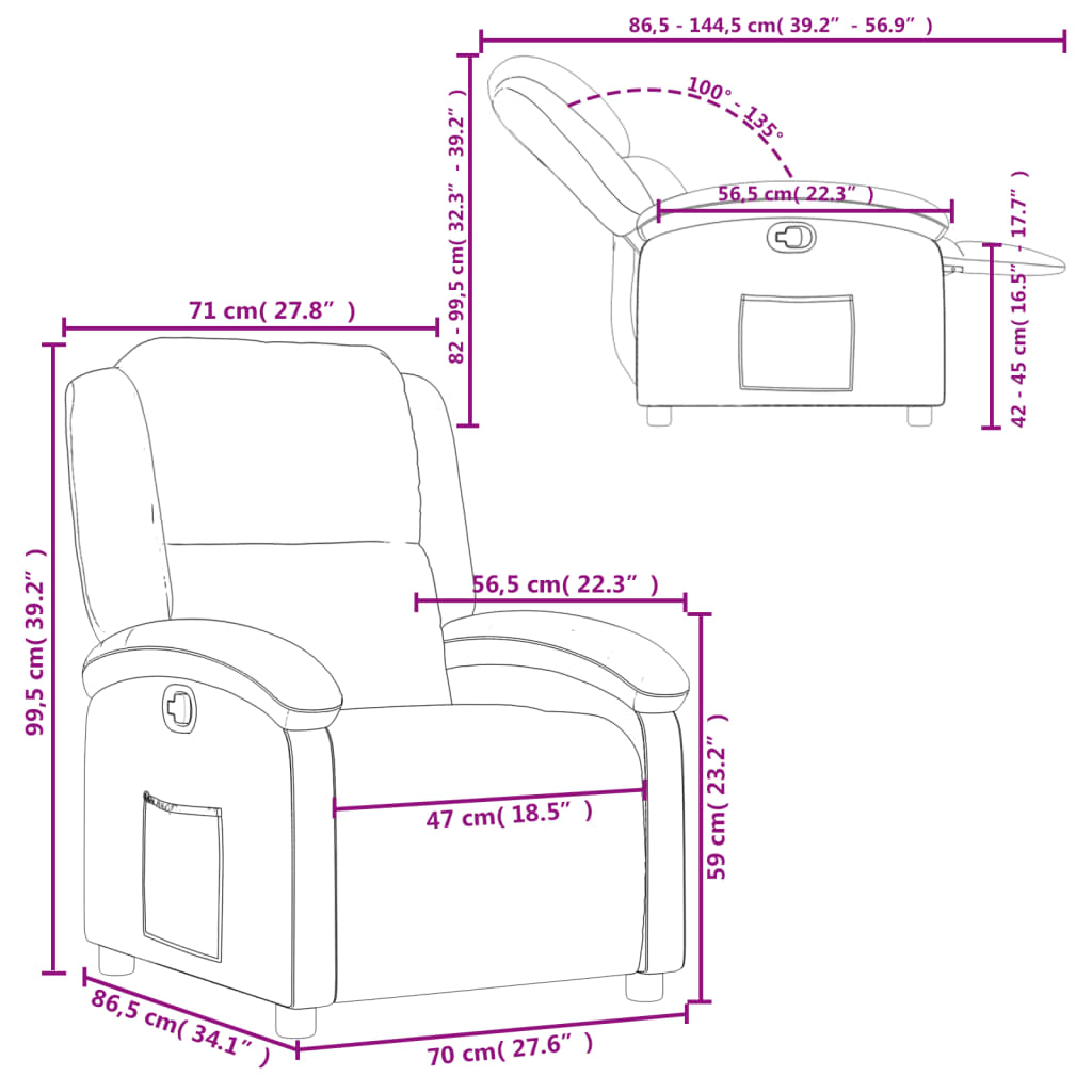 Fauteuil de relaxation tissu rouge vin