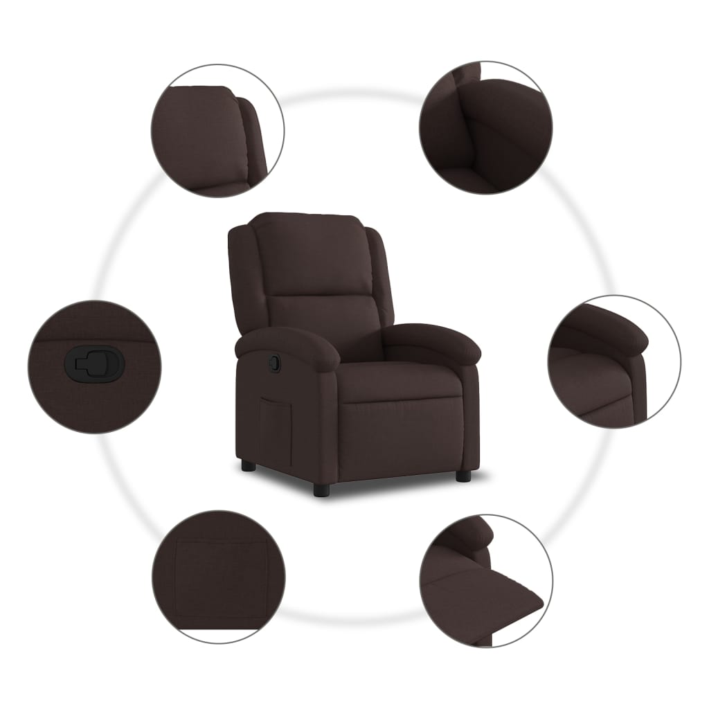 Fauteuil de relaxation tissu marron foncé