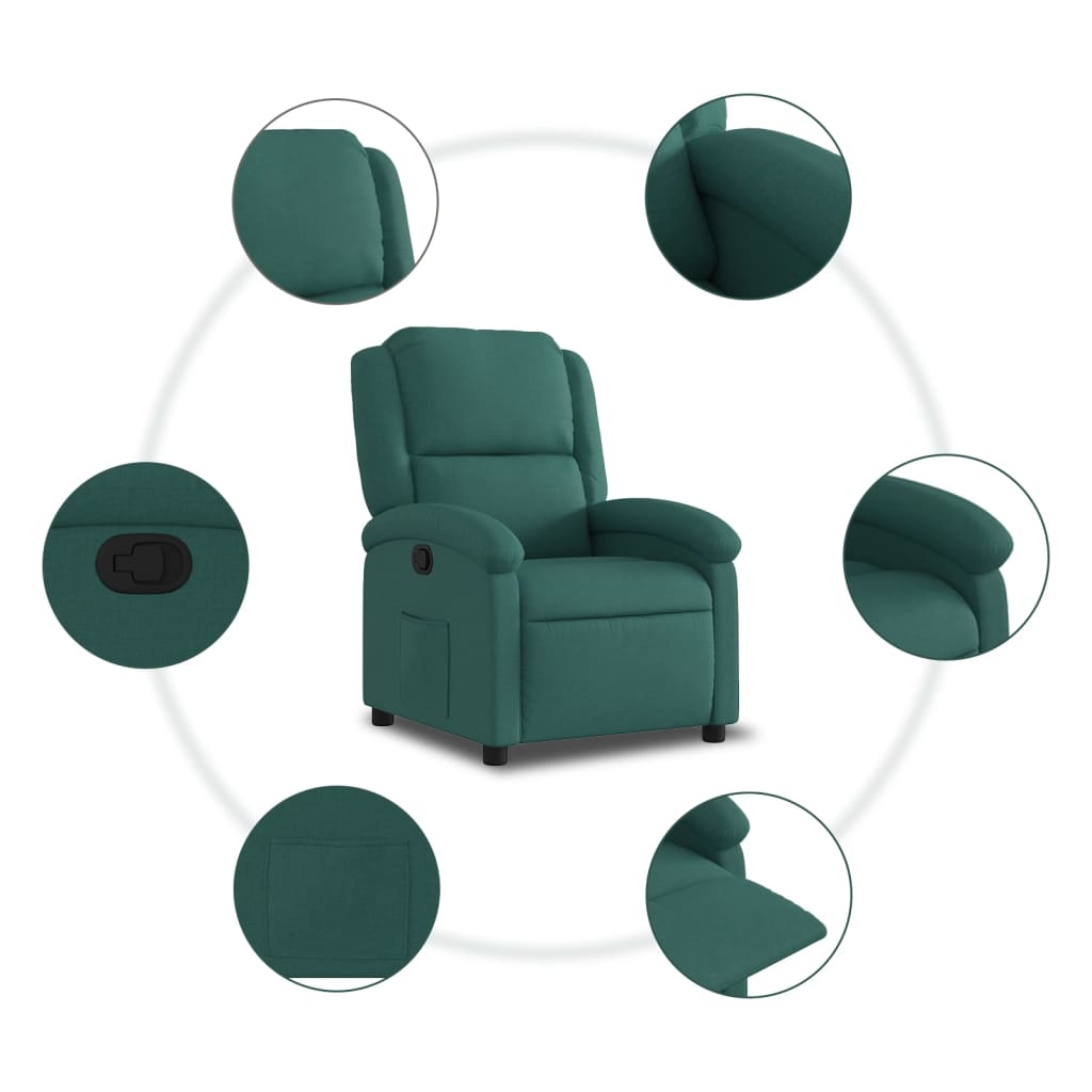 Fauteuil de relaxation tissu vert foncé