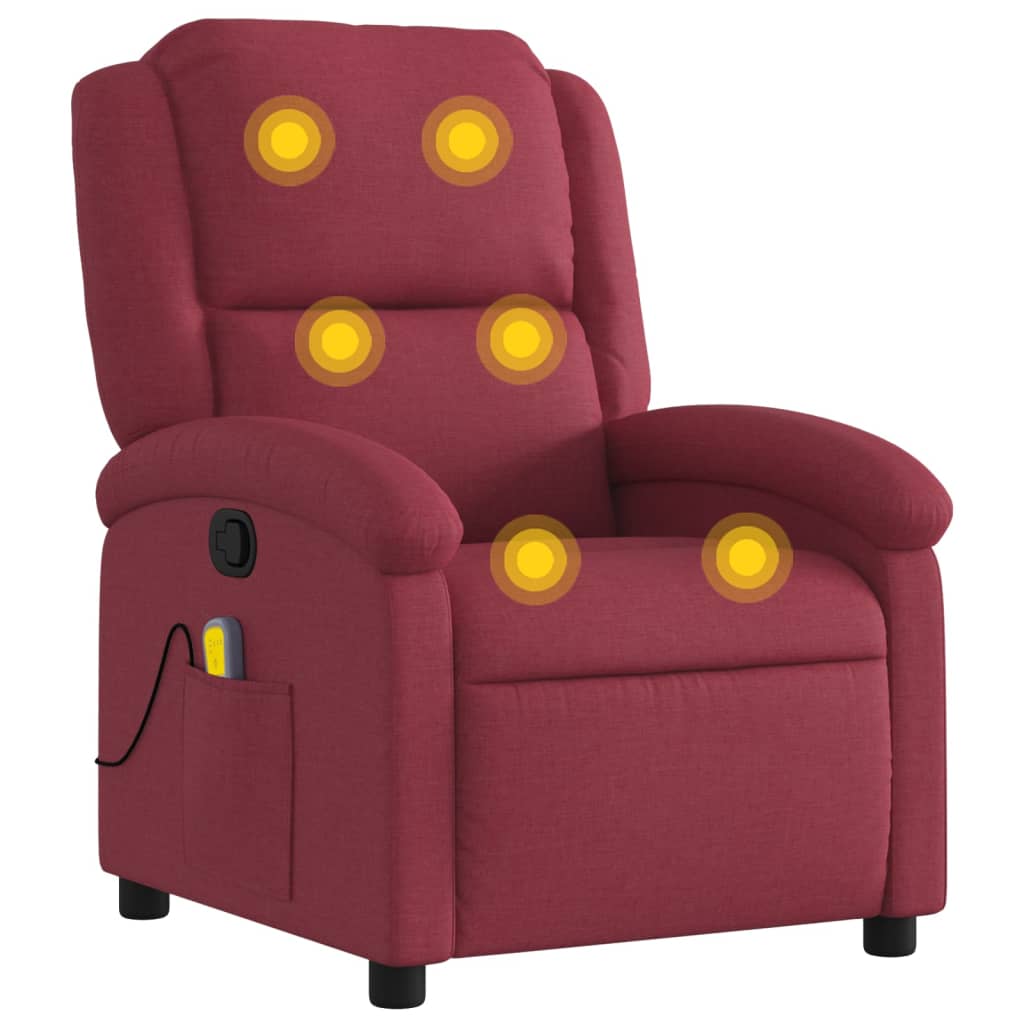 Fauteuil de massage tissu rouge vin