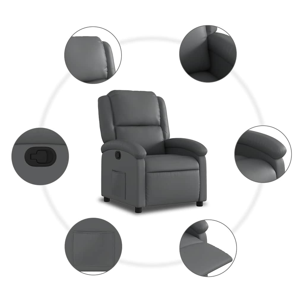 Fauteuil de relaxation simili cuir gris