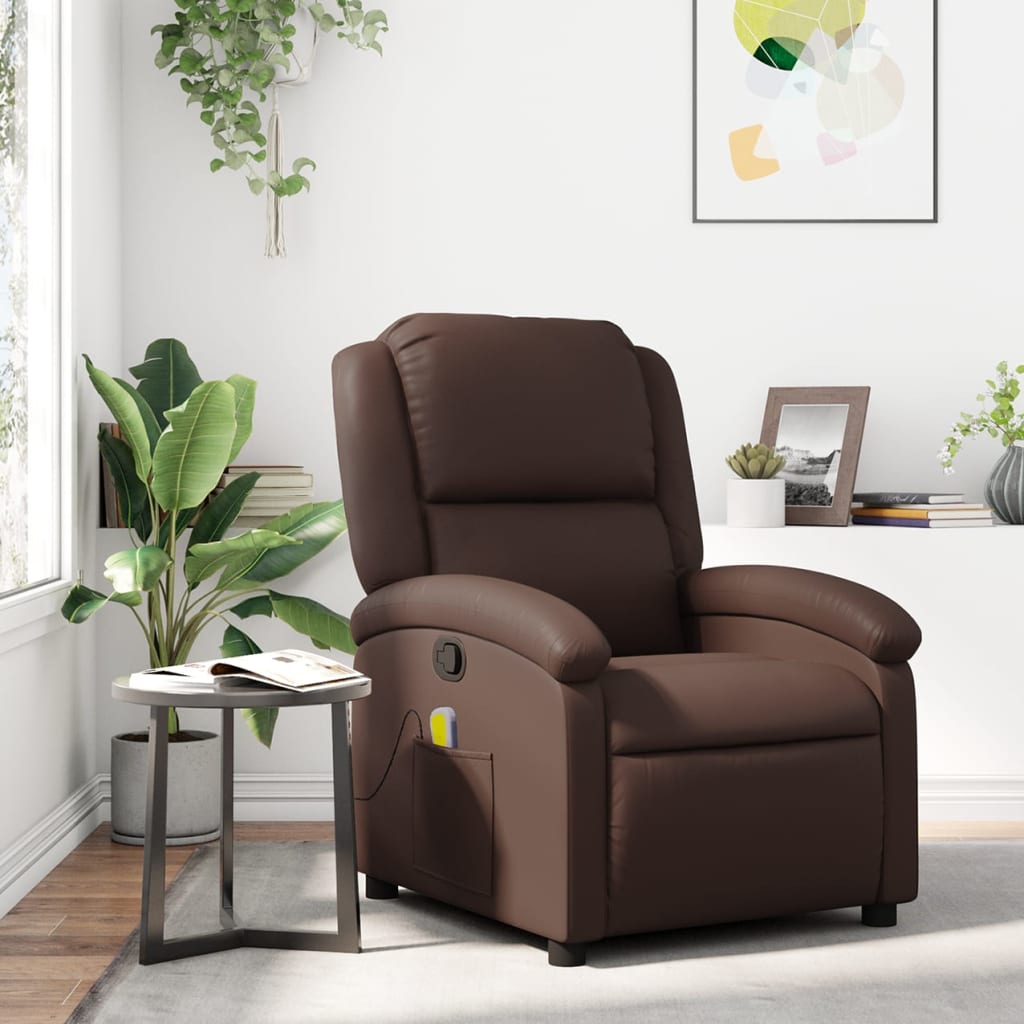 Fauteuil de massage simili cuir marron