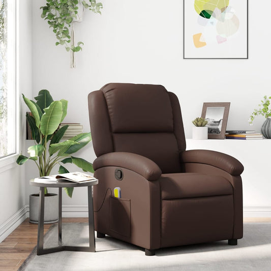 Fauteuil de massage simili cuir marron