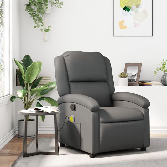 Fauteuil de massage simili cuir gris