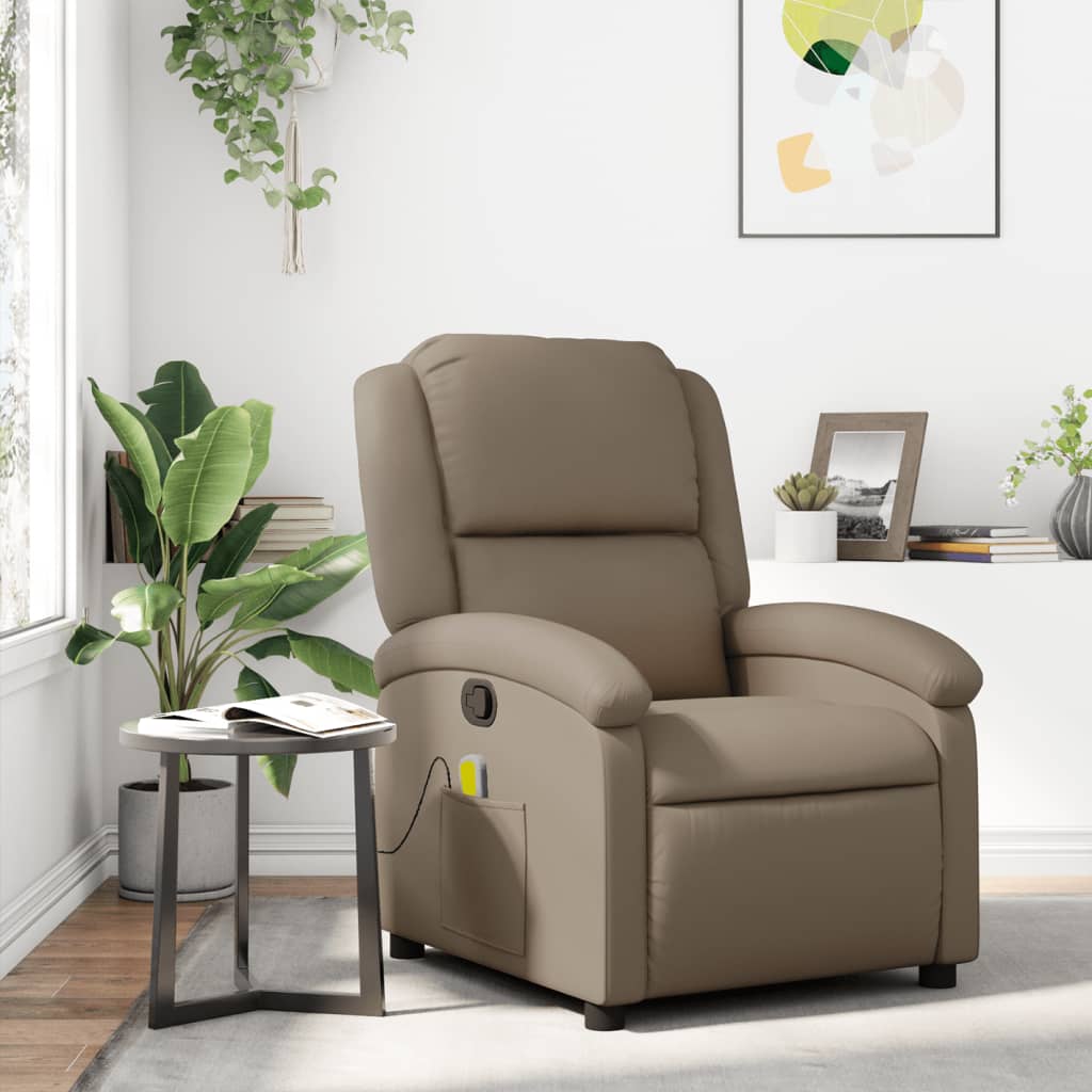 Fauteuil de massage simili cuir marron cappuccino