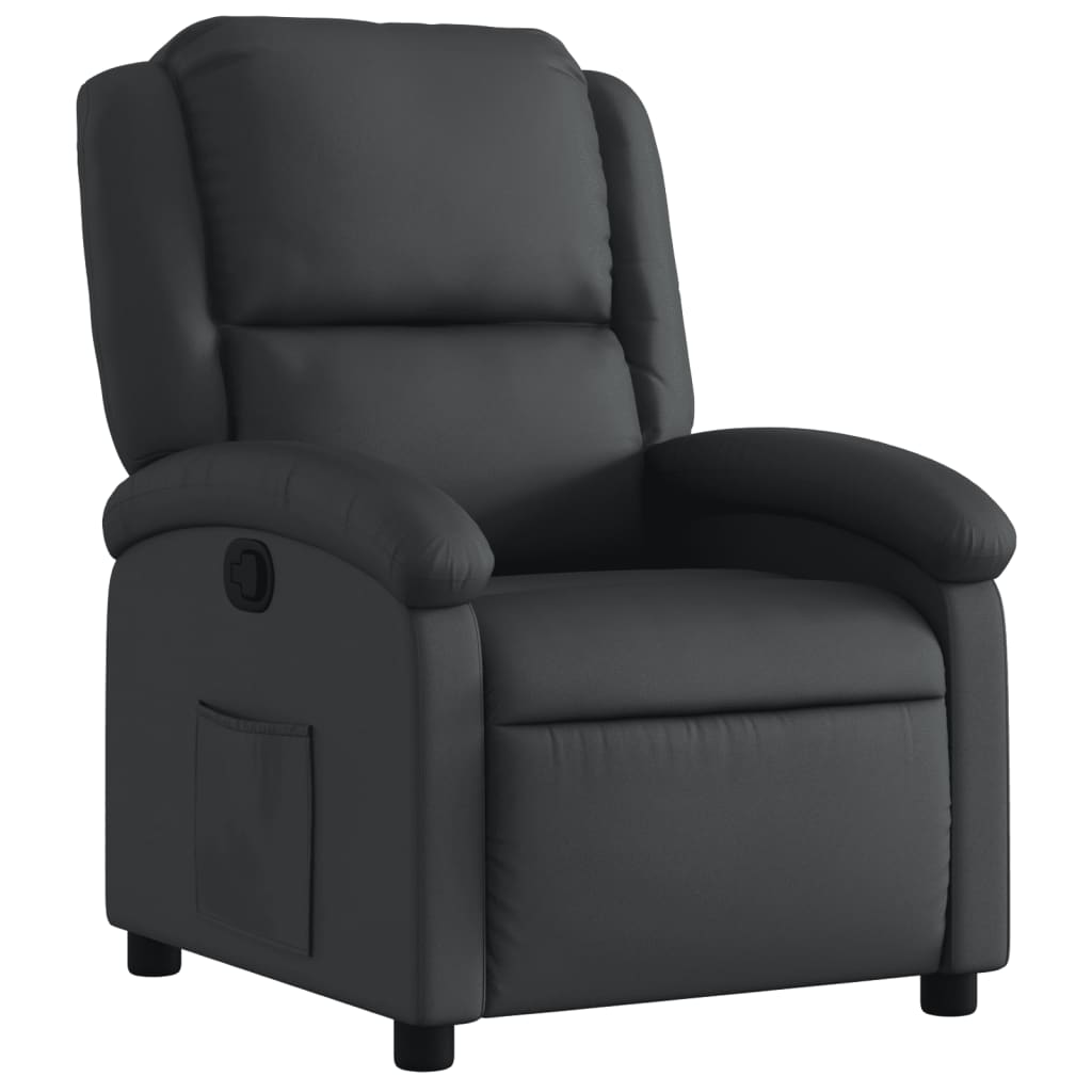 Fauteuil de relaxation cuir véritable noir