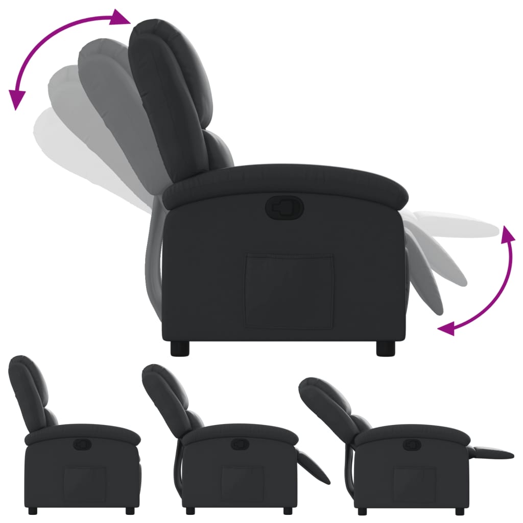 Fauteuil de relaxation cuir véritable noir