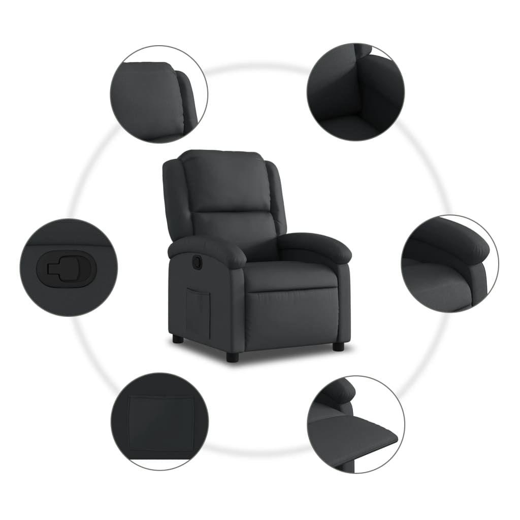 Fauteuil de relaxation cuir véritable noir