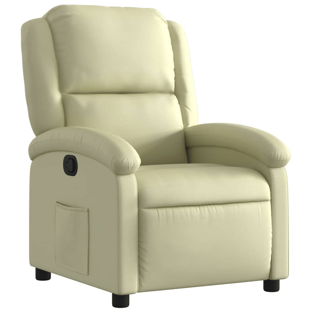 Fauteuil de relaxation cuir véritable crème