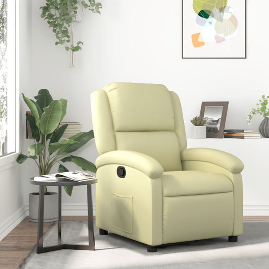 Fauteuil de relaxation cuir véritable crème