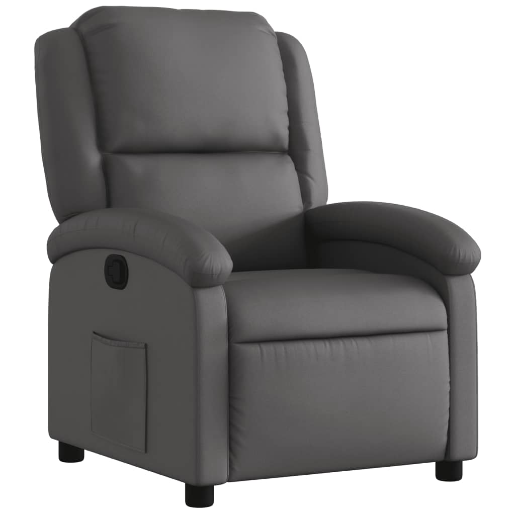 Fauteuil de relaxation cuir véritable gris