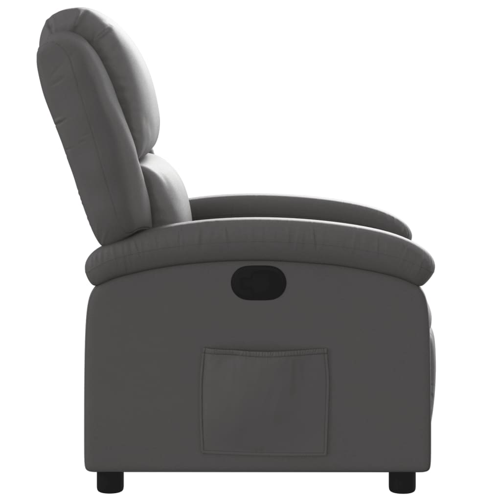 Fauteuil de relaxation cuir véritable gris