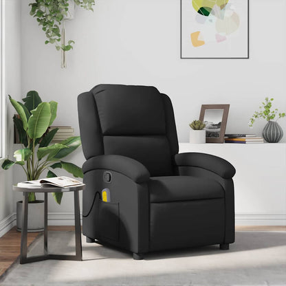 Massagesessel Schwarz Echtleder