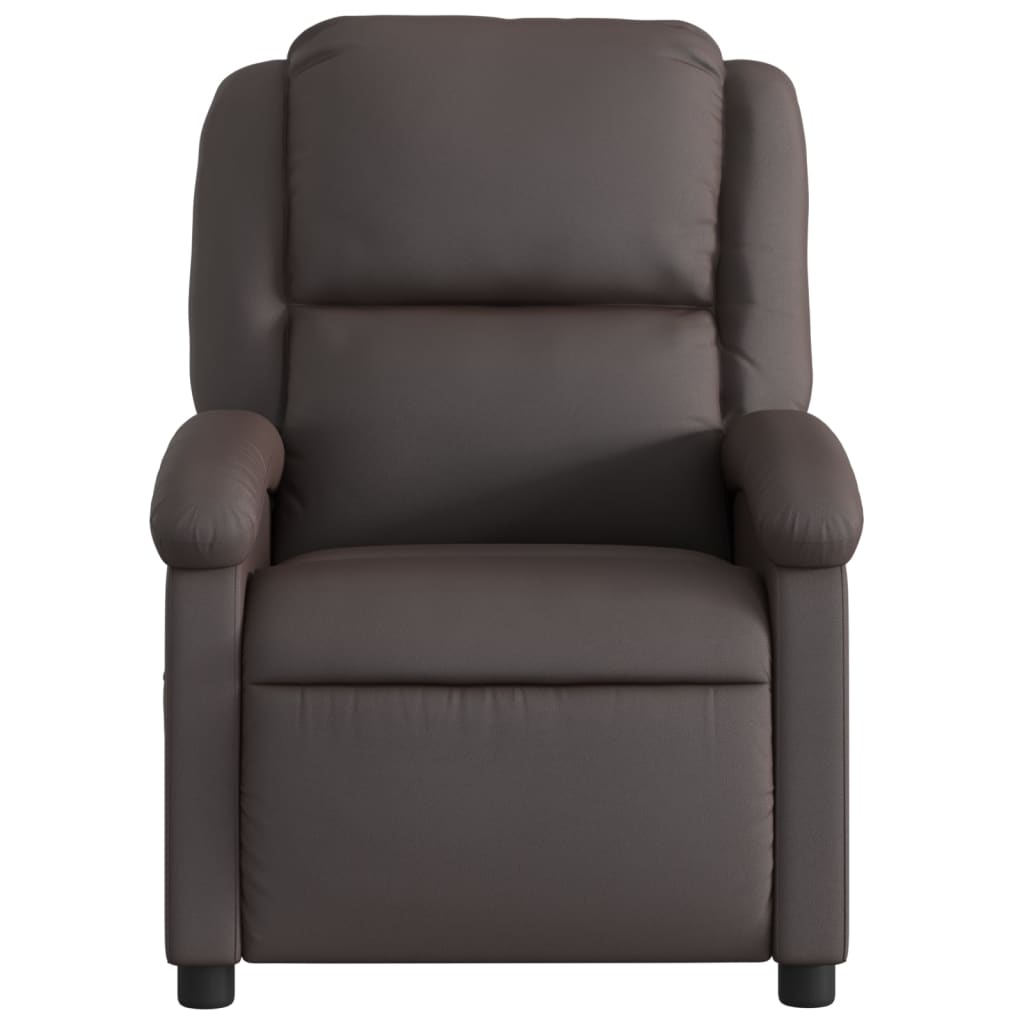 Fauteuil de massage en cuir véritable marron foncé