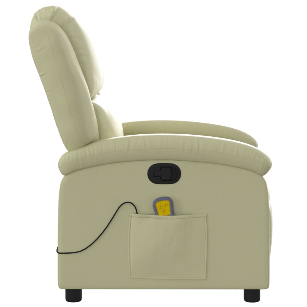 Fauteuil de massage en cuir véritable crème