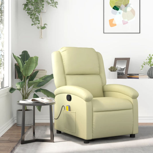 Fauteuil de massage en cuir véritable crème