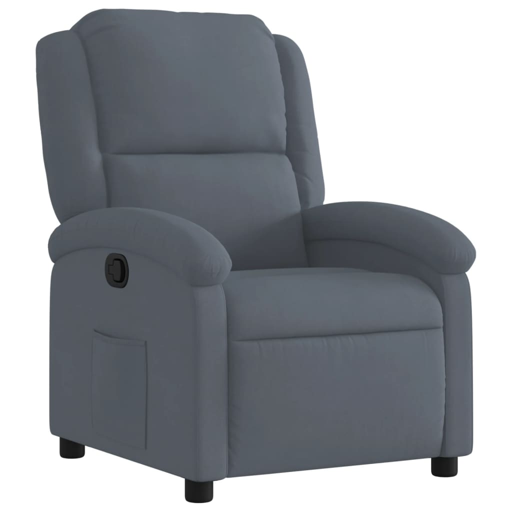 Fauteuil relax en velours gris foncé