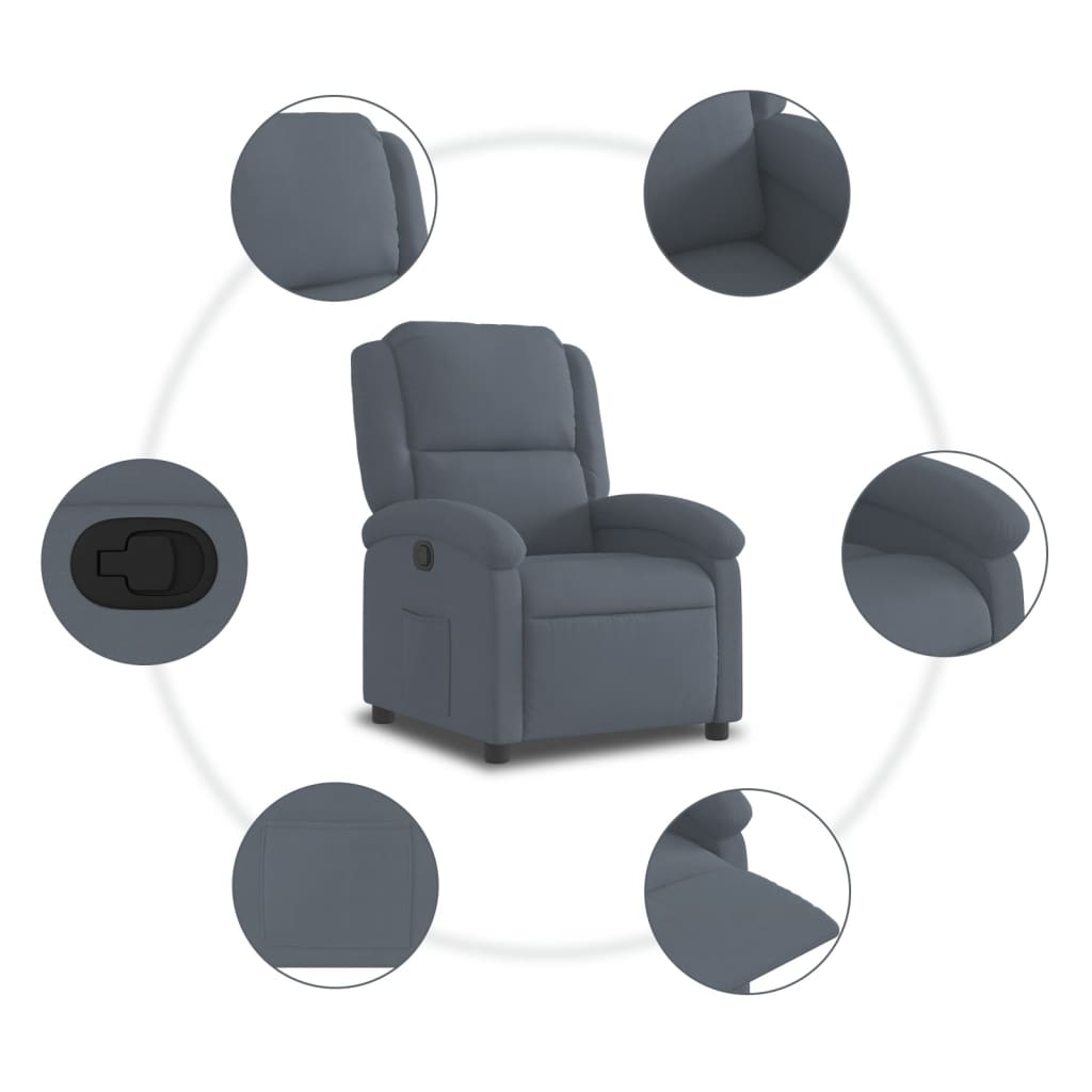 Fauteuil relax en velours gris foncé