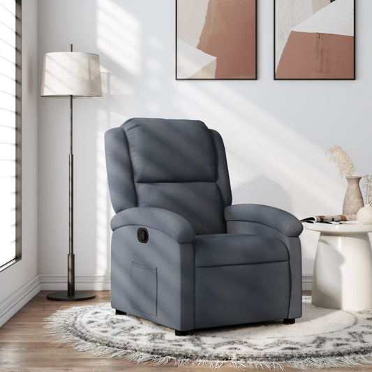 Fauteuil relax en velours gris foncé