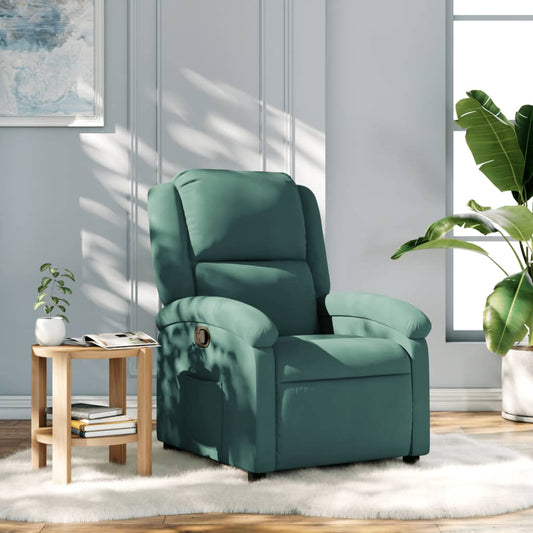 Fauteuil relax en velours vert foncé