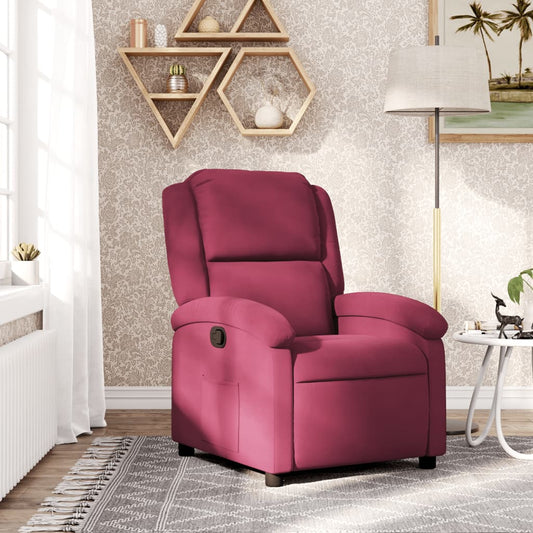 Fauteuil inclinable en velours rouge vin