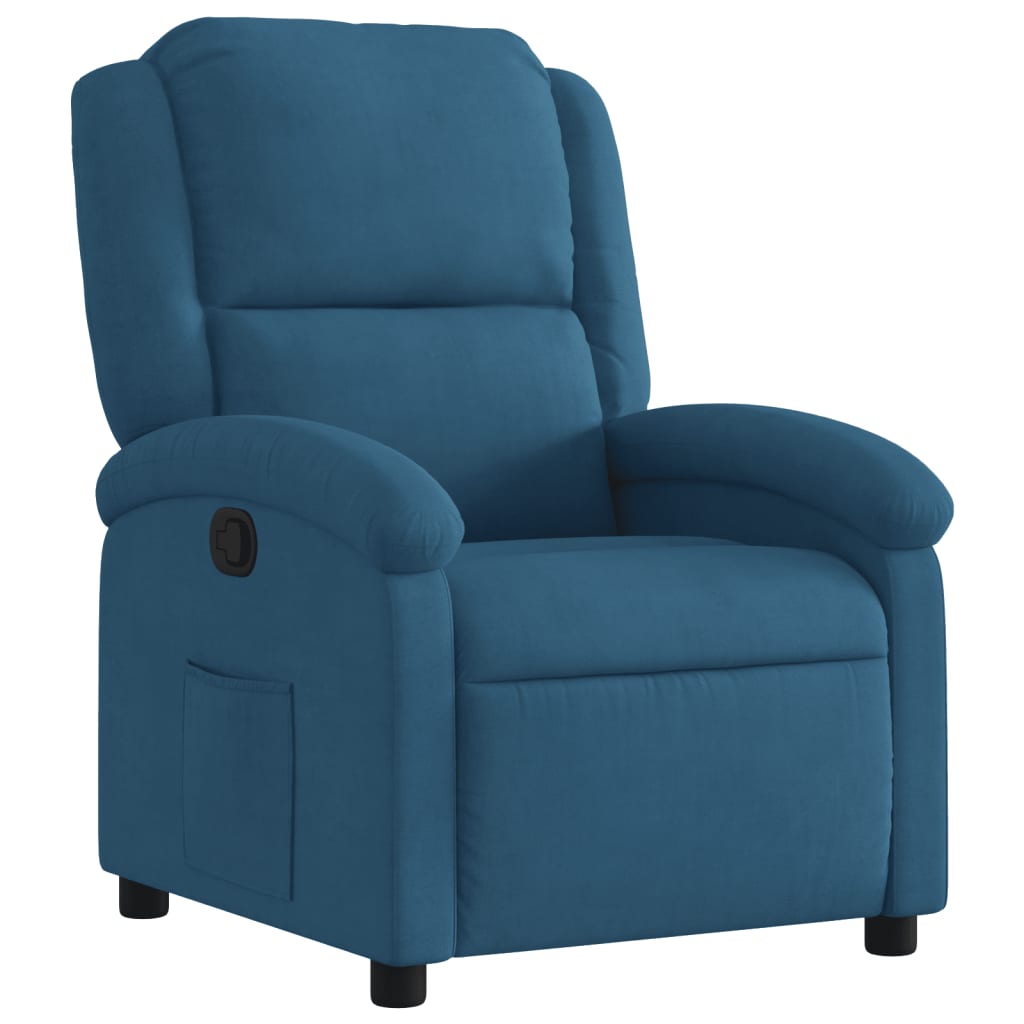 Fauteuil relax en velours bleu