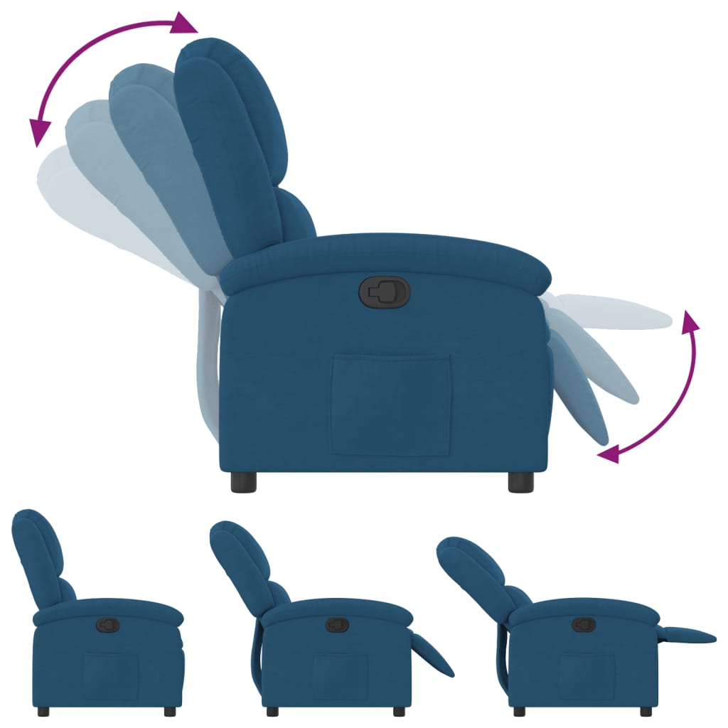 Fauteuil relax en velours bleu