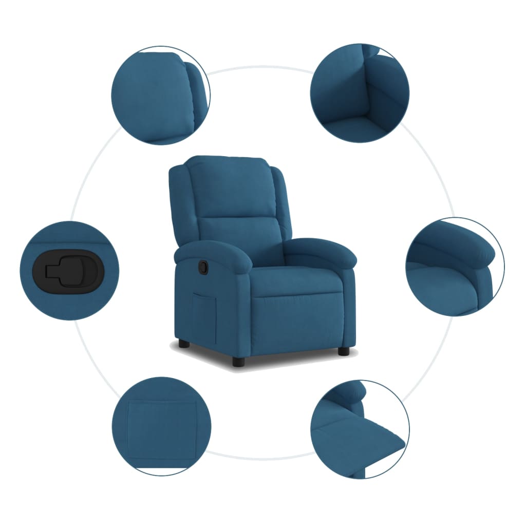 Fauteuil relax en velours bleu