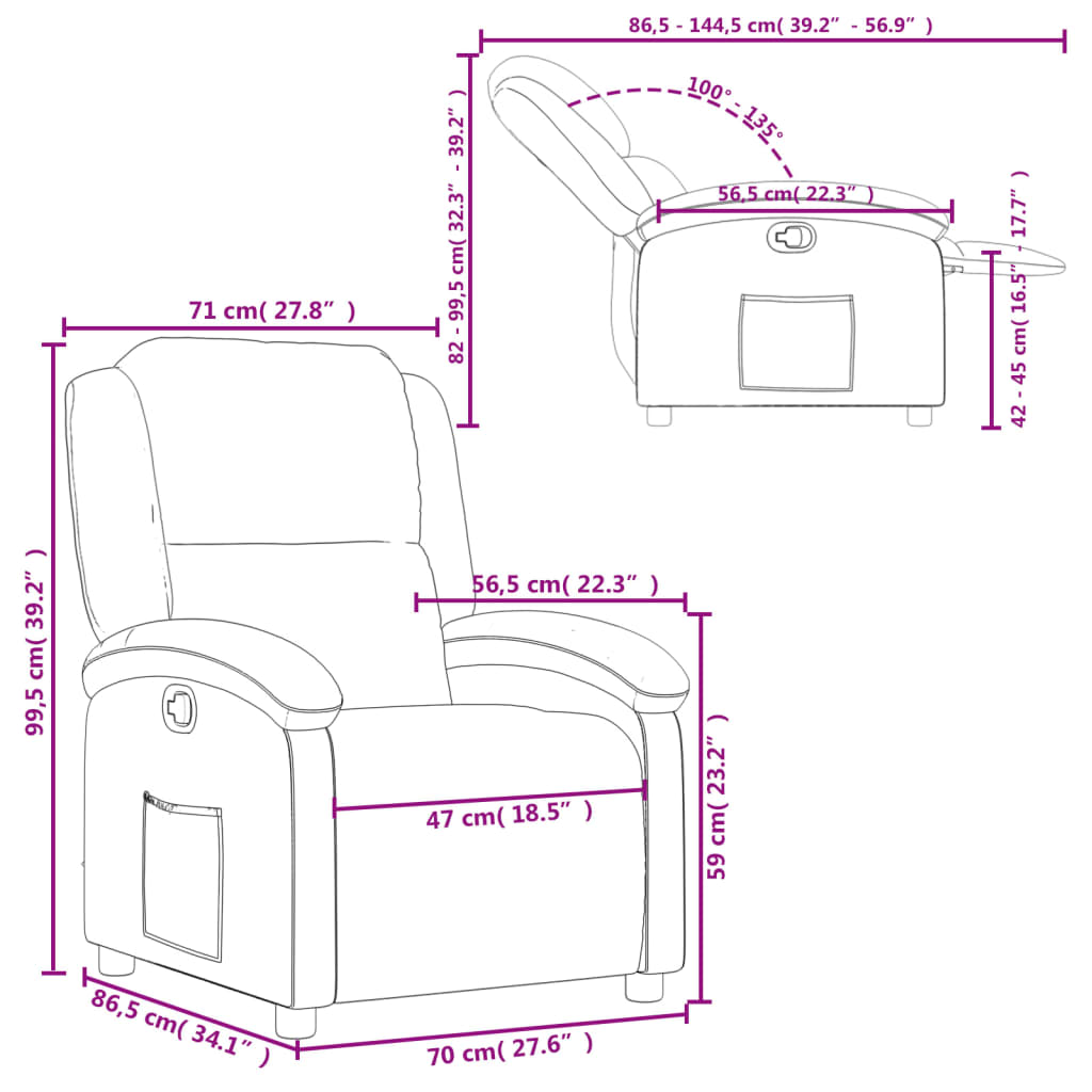 Fauteuil relax en velours bleu